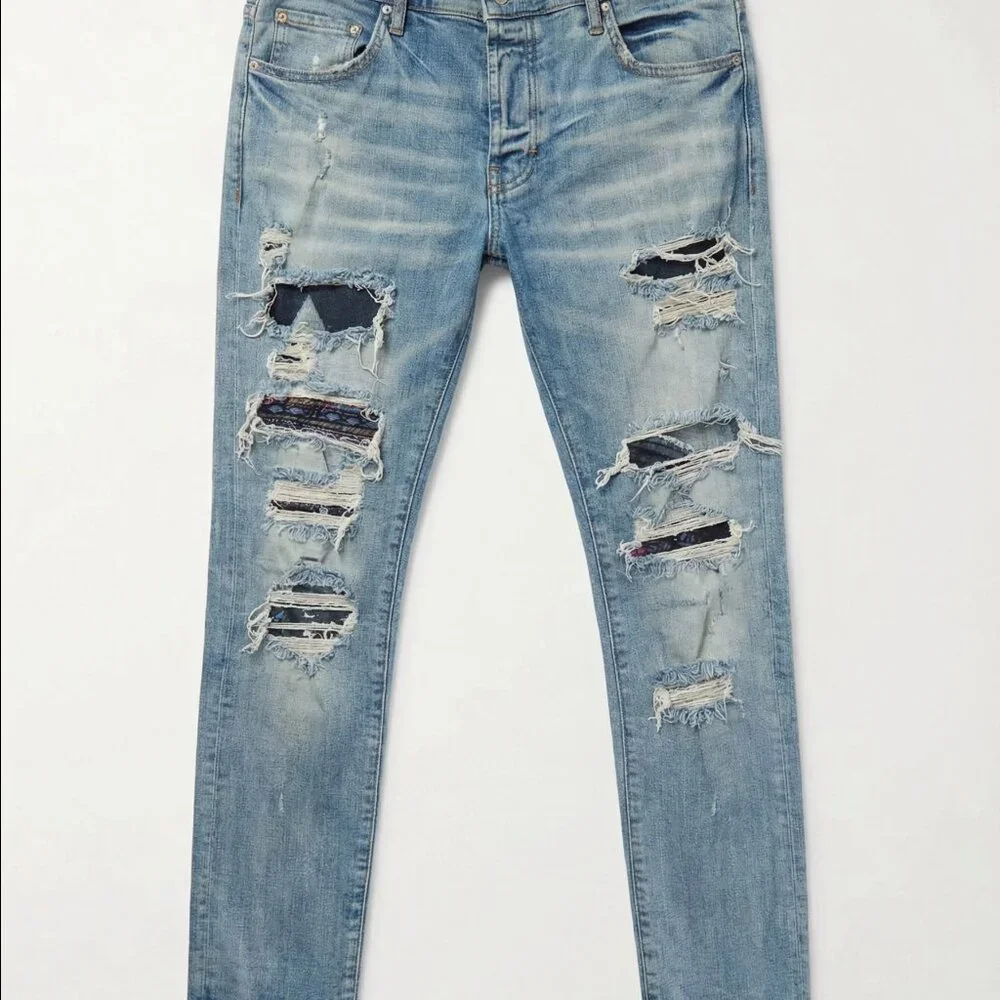 AMIRI Distressed Skinny Jeans Light Blue Wash Size 36 - Picture 1 of 5